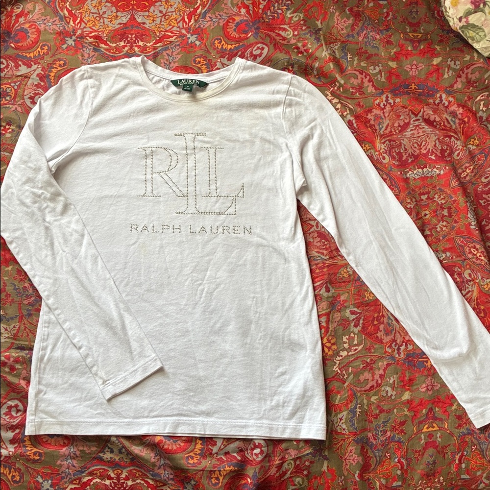 Ralph Lauren White Logo Long Sleeve Tee